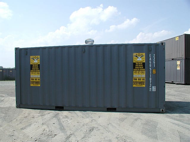 Turbine roof vent accessory for container air circulation and ventilation.